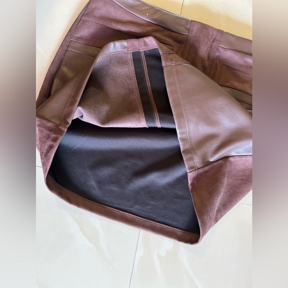 Marc New York Burgundy Velvet Faux Leather mini  Skirt XL  polyester spandex - Picture 10 of 16